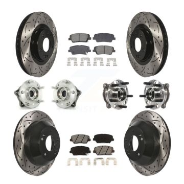 Front Rear Hub Bearing Coated Disc Brake Rotor Pads Kit (10Pc) For Hyundai Santa Fe Sport KBB-128901