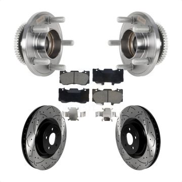 Front Hub Bearing Assembly Coated Drilled Slotted Brake Rotor & Pads Kit For Ford Mustang KBB-128929