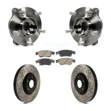 Front Hub Bearing Assembly Coated Drilled Slot Brake Rotor & Pad Kit For INFINITI G35 Q60 KBB-128930