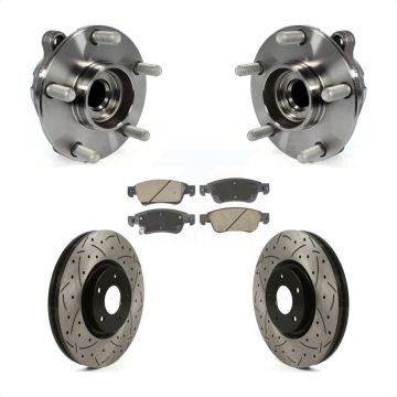 Front Hub Bearing Assembly Coated Drill Slot Brake Rotor Pad Kit For INFINITI G37 G35 Q60 KBB-128931