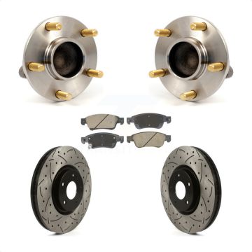 Front Hub Bearing Assembly Coated Drilled Slotted Brake Rotor & Pads Kit For INFINITI G35 KBB-128939