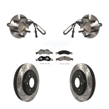 Front Hub Bearing Drilled Slot Brake Rotor Pads Kit For Ford Expedition Lincoln Navigator KBB-128940