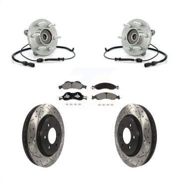 Front Hub Bearing Drilled Slot Brake Rotor Pads Kit For Ford Expedition Lincoln Navigator KBB-128941