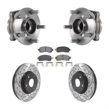Front Hub Bearing Assembly Coated Drilled Slotted Brake Rotor Pads Kit For Subaru Impreza KBB-128953