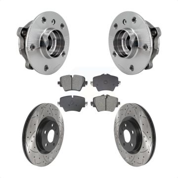 Front Hub Bearing Drilled Slot Brake Rotor & Pad Kit For BMW X1 Mini Cooper Countryman X2 KBB-128955