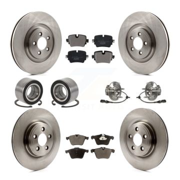 Front Rear Hub Bearings Disc Brake Rotors And Ceramic Pads Shoes Kit (10Pc) For Jaguar XJ KBB-128962