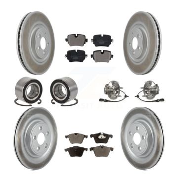 Front Rear Hub Bearings Coated Disc Brake Rotors And Pads Shoes Kit (10Pc) For Jaguar XJ KBB-128965