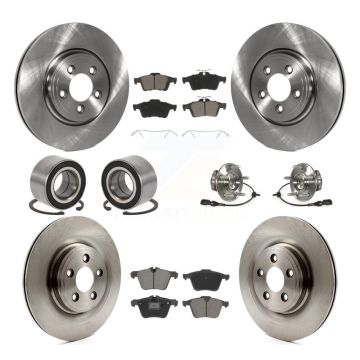 Front Rear Hub Bearings Disc Brake Rotors And Ceramic Pads Shoes Kit (10Pc) For Jaguar XF KBB-128973