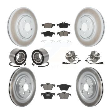 Front Rear Hub Bearings Coated Disc Brake Rotors And Pads Shoes Kit (10Pc) For Jaguar XF KBB-128980