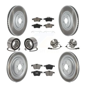 Front Rear Hub Bearings Coated Disc Brake Rotors And Pads Shoes Kit (10Pc) For Jaguar XF KBB-128981