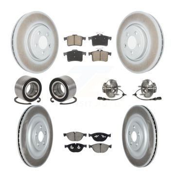 Front Rear Hub Bearings Coated Disc Brake Rotors And Pads Shoes Kit (10Pc) For Jaguar XF KBB-128982