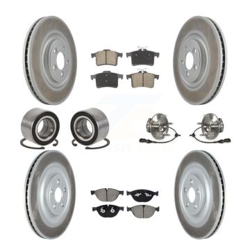 Front Rear Hub Bearings Coated Disc Brake Rotors And Pads Shoes Kit (10Pc) For Jaguar XF KBB-128983