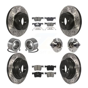 Front Rear Hub Bearing Coated Disc Brake Rotor And Pads Shoe Kit (10Pc) For BMW 320i 328d KBB-129049