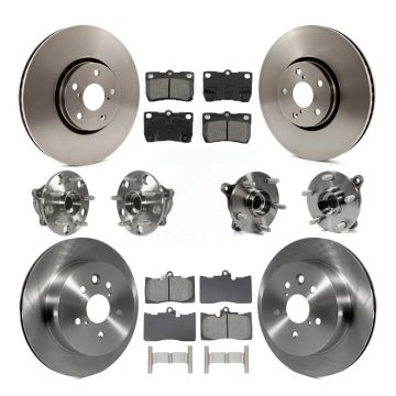 Front Rear Hub Bearing Disc Brake Rotor And Semi-Metallic Pads Kit (10Pc) For Lexus IS350 KBB-129061