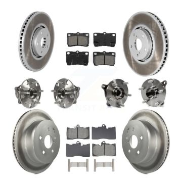 Front Rear Hub Bearings Coated Disc Brake Rotors And Pads Kit (10Pc) For Lexus IS350 KBB-129082