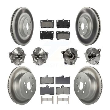Front Rear Hub Bearing Coated Disc Brake Rotors And Pads Kit (10Pc) For Lexus GS350 IS350 KBB-129083