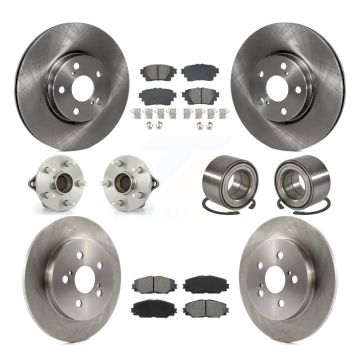 Front Rear Hub Bearing Brake Rotor Pad Kit (10Pc) For 2019 Toyota Corolla Sedan with 1.8L KBB-129120