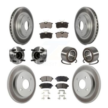 Front Rear Hub Bearing Coated Disc Brake Rotor And Ceramic Pad Kit (10Pc) For Ford Fiesta KBB-129136