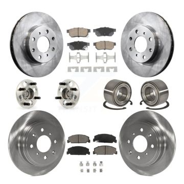 Front Rear Wheel Hub Bearing Disc Brake Rotor And Pads Kit (10Pc) For Honda Civic del Sol KBB-129155