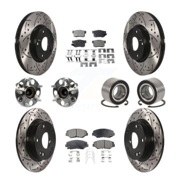 Front Rear Hub Bearing Coated Disc Brake Rotor & Pad Kit (10Pc) For Honda Civic Acura ILX KBB-129244