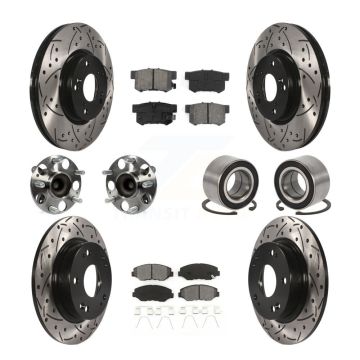 Front Rear Hub Bearing Coated Disc Brake Rotor & Pad Kit (10Pc) For Honda Civic Acura ILX KBB-129265