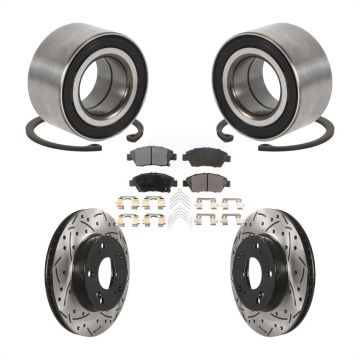 Front Wheel Bearing Coated Drilled Slotted Brake Rotor & Pads Kit For 2015 Acura ILX 1.5L KBB-129278
