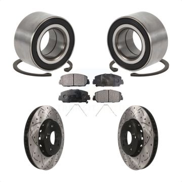 Front Wheel Bearing Coated Drilled Slotted Disc Brake Rotor & Pads Kit For 2016 Acura ILX KBB-129279
