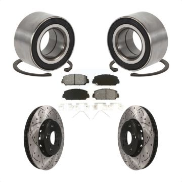 Front Wheel Bearing Coated Drilled Slotted Disc Brake Rotor & Pads Kit For 2016 Acura ILX KBB-129287