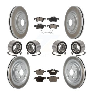 Front Rear Wheel Bearings Coated Disc Brake Rotors And Pads Kit (10Pc) For 2015 Jaguar XK KBB-129302