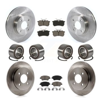 Front Rear Wheel Bearing Disc Brake Rotor And Pad Kit (10Pc) For 2014-2019 Ford Fiesta ST KBB-129304