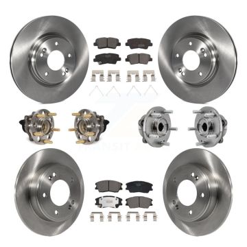 Front Rear Hub Bearing Assembly Disc Brake Rotor And Ceramic Pads Kit (10Pc) For Kia Soul KBB-129343