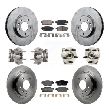 Front Rear Hub Bearing Brake Rotor Pad Kit (10Pc) For 14-15 Chevrolet Cruze DIESEL engine KBB-129345