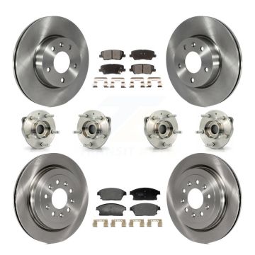 Front Rear Hub Bearing Disc Brake Rotor And Pad Kit (10Pc) For 2013-2015 Cadillac ATS AWD KBB-129349