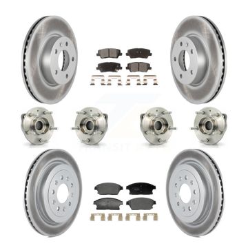 Front Rear Hub Bearing Coated Brake Rotor & Pad Kit (10Pc) For 2013-2015 Cadillac ATS AWD KBB-129354