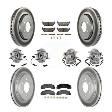 Front Rear Hub Bearing Coated Brake Rotor Pads Kit (10Pc) For Ford Expedition Lincoln 4WD KBB-129360