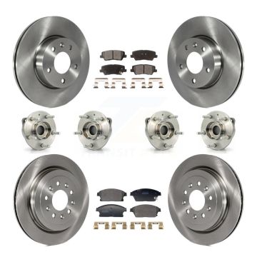 Front Rear Hub Bearing Disc Brake Rotor And Pad Kit (10Pc) For 2013-2015 Cadillac ATS AWD KBB-129383