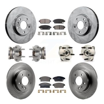Front Rear Hub Bearing Brake Rotor Pad Kit (10Pc) For 14-15 Chevrolet Cruze DIESEL engine KBB-129384