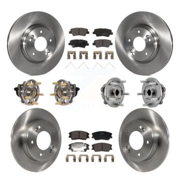 Front Rear Hub Bearings Disc Brake Rotors And Semi-Metallic Pads Kit (10Pc) For Kia Soul KBB-129385