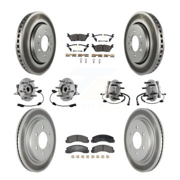 Front Rear Hub Bearing Coated Brake Rotor Pads Kit (10Pc) For Ford Expedition Lincoln RWD KBB-129404