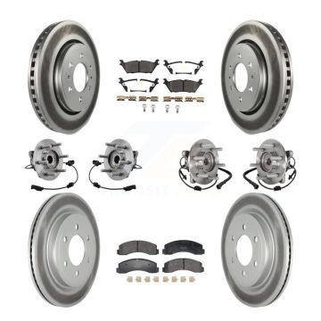 Front Rear Hub Bearing Coated Brake Rotor Pads Kit (10Pc) For Ford Expedition Lincoln 4WD KBB-129405