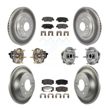 Front Rear Hub Bearing Assembly Coated Disc Brake Rotors And Pads Kit (10Pc) For Kia Soul KBB-129411