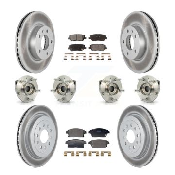 Front Rear Hub Bearing Coated Brake Rotor & Pad Kit (10Pc) For 2013-2015 Cadillac ATS AWD KBB-129414