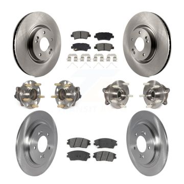 Front Rear Hub Bearing Disc Brake Rotor And Semi-Metallic Pad Kit (10Pc) For Kia Sportage KBB-129418