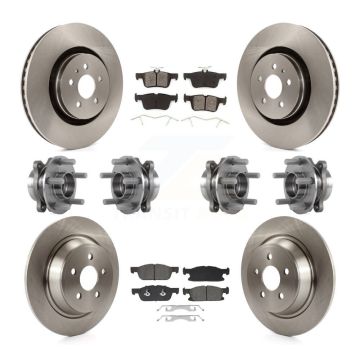 Front Rear Hub Bearings Disc Brake Rotors And Pads Kit (10Pc) For Lincoln Continental AWD KBB-129422