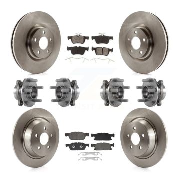 Front Rear Hub Bearings Disc Brake Rotors And Pads Kit (10Pc) For Lincoln Continental AWD KBB-129424
