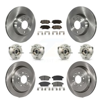 Front Rear Hub Bearing Disc Brake Rotor And Pad Kit (10Pc) For 2013-2015 Cadillac ATS AWD KBB-129432