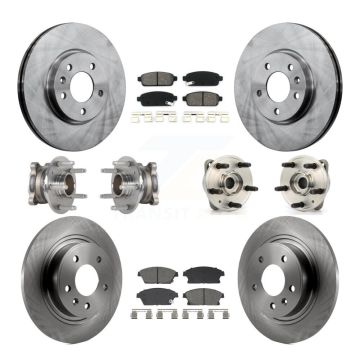 Front Rear Hub Bearing Brake Rotor Pad Kit (10Pc) For 14-15 Chevrolet Cruze DIESEL engine KBB-129435