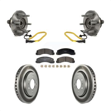 Front Hub Bearing Assembly Coated Disc Brake Rotors And Ceramic Pads Kit For Ford F-150 KBB-129467