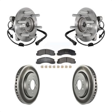 Front Hub Bearing Coated Brake Rotor & Pads Kit For Ford Expedition Lincoln Navigator 4WD KBB-129480