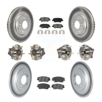 Front Rear Hub Bearing Coated Brake Rotor Pads Kit (10Pc) For Kia Sportage Hyundai Tucson KBB-129487
